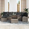 vidaXL Garden Sofa Set with Cushion 8 pcs Grey Poly rattan