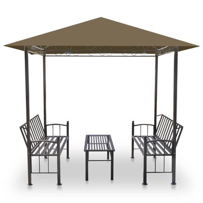 vidaXL Garden Pavilion with Table and Benches 2.5x1.5x2.4 m Taupe 180 g/m²