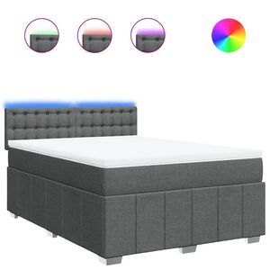 vidaXL Box Spring Bed with Mattress Dark Grey Double Fabric
