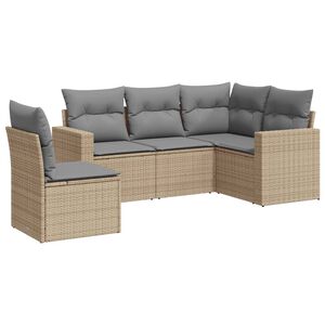 vidaXL 5 Piece Garden Sofa Set with Cushions Beige Poly Rattan