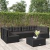 vidaXL 6 Piece Outdoor Sofa Set with Cushions Black Poly Rattan