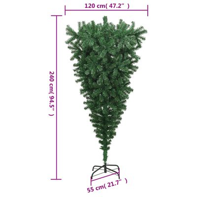vidaXL Upside-down Artificial Christmas Tree with Stand Green 240 cm