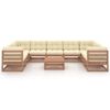 vidaXL 10 Piece Garden Lounge Set&Cushions Honey Brown Solid Pinewood