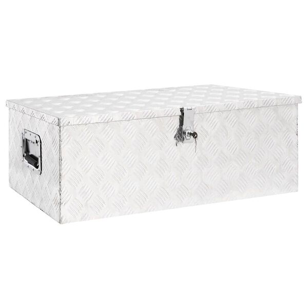 vidaXL Storage Box Silver 90x47x33.5 cm Aluminium
