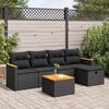 vidaXL 6 Piece Garden Sofa Set with Cushions Black Poly Rattan
