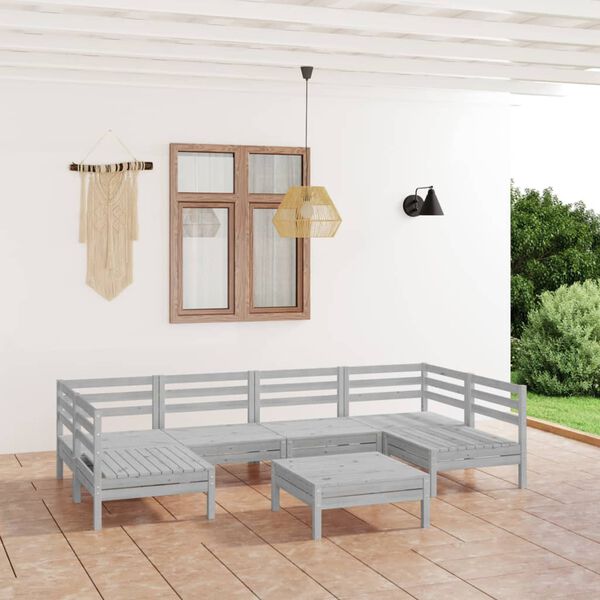 vidaXL 7 Piece Garden Lounge Set White Solid Wood Pine