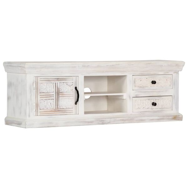 vidaXL TV Cabinet White 120x30x40 cm Solid Mango Wood