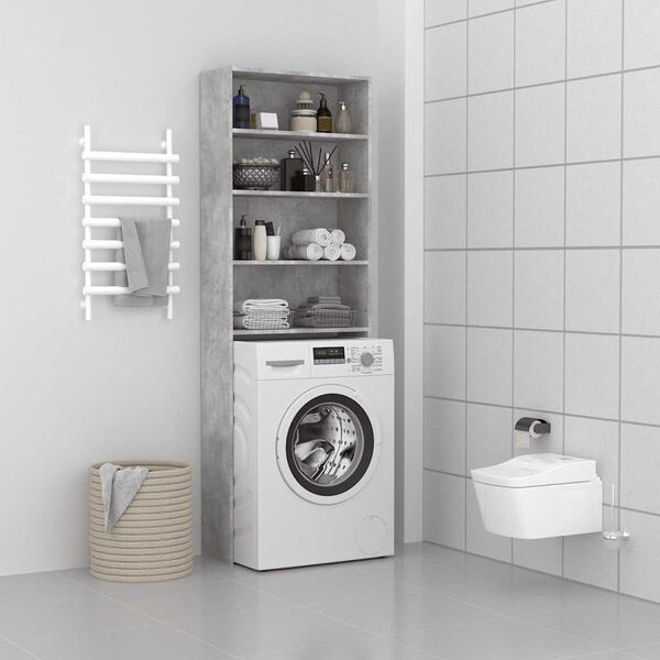 vidaXL Washing Machine Cabinet Concrete Grey 64x24x190 cm