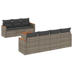 vidaXL 8 Piece Garden Sofa Set with Cushions Grey Poly Rattan
