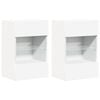 vidaXL Wall Cabinets with LED Lights for TV 2 pcs White 40x30x60.5 cm