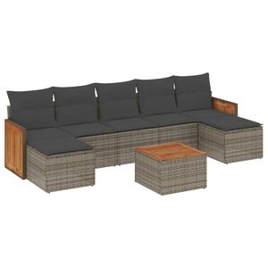vidaXL 8 Piece Garden Sofa Set with Cushions Grey Poly Rattan