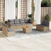 vidaXL 9 Piece Garden Sofa Set with Cushions Beige Poly Rattan