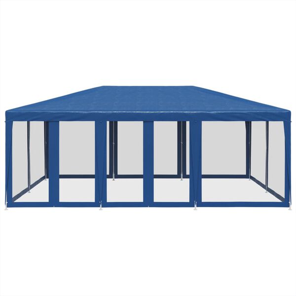 vidaXL Party Tent with 10 Mesh Sidewalls Blue 6x4 m HDPE