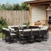 vidaXL 11 Piece Garden Dining Set with Cushions Black Poly Rattan