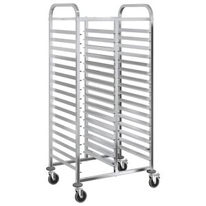 vidaXL Tray Trolley with 32 GN Containers 75x55x162.5 cm Stainless Steel