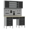 vidaXL Work Cabinet 7 pcs Black and Grey Engineered Wood and Steel
