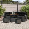vidaXL Garden Sofa Set with Cushion 9 pcs Black Poly Rattan