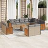 vidaXL 13 Piece Garden Sofa Set with Cushions Beige Poly Rattan