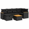 vidaXL 7 Piece Garden Sofa Set with Cushions Black Poly Rattan