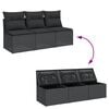 vidaXL Garden Sofa with Cushions 3-Seater Black Poly Rattan