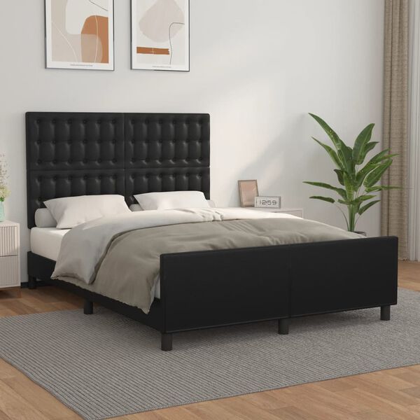 vidaXL Bed Frame without Mattress Black 137x187 cm Double Faux Leather