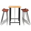 vidaXL 7 Piece Bar Set Solid Wood and Real Leather