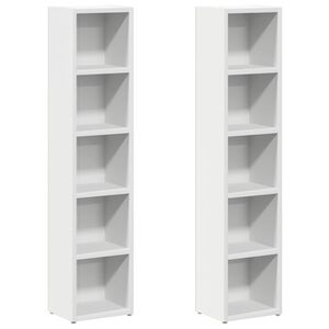 vidaXL CD Cabinet | Set of 2 | White | Engineered Wood | Compact | CD Cabinet