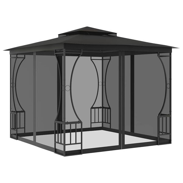 vidaXL Gazebo with Nets 300x300x265 cm Anthracite