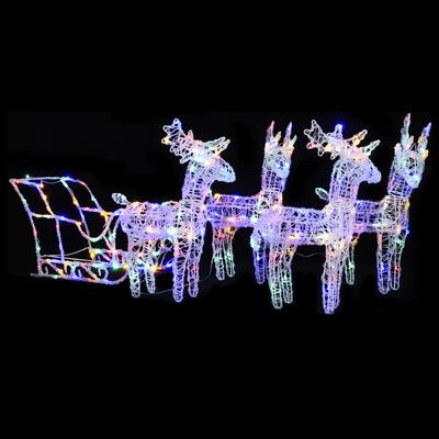 vidaXL Reindeers & Sleigh Christmas Decoration 280x28x55 cm Acrylic