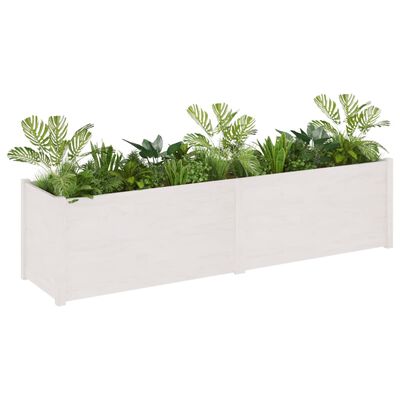 vidaXL Garden Planter White 200x50x50 cm Solid Pinewood