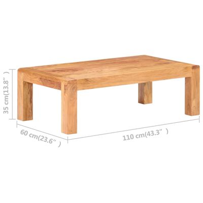 vidaXL Coffee Table 110x60x35 cm Solid Acacia Wood in Honey Finish