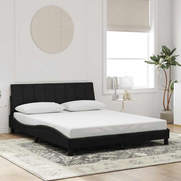 vidaXL Bed Frame without Mattress "Hanko" Black 152x203 cm Queen Velvet