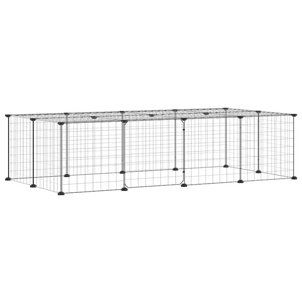 vidaXL 20-Panel Pet Cage with Door Black 35x35 cm Steel