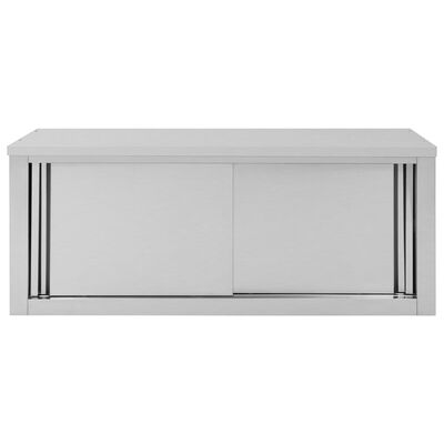 vidaXL Kitchen Wall Cabinet with Sliding Doors 120x40x50 cm Stainless Steel
