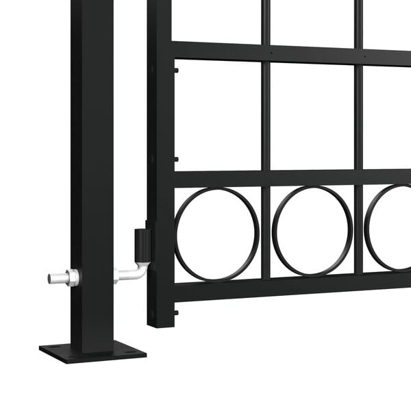 vidaXL Fence Gate with Arched Top and 2 Posts 105x204 cm Black