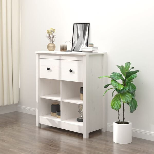 vidaXL Sideboard White 70x35x80 cm Solid Wood Pine