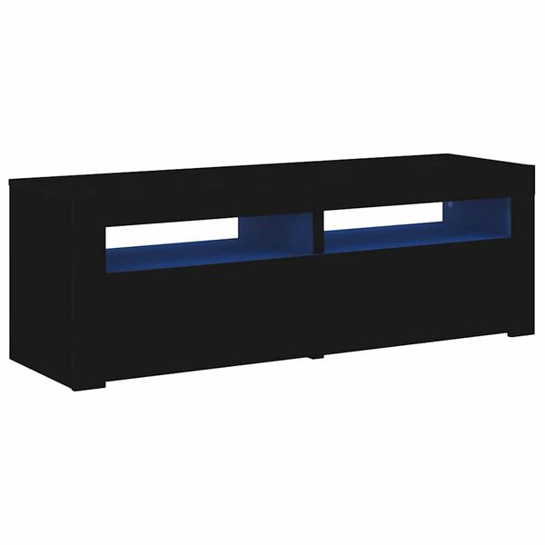 vidaXL TV Cabinet with LED Lights Black 120x35x40 cm