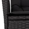 vidaXL Reclining Garden Chairs 2 pcs with Cushions Black Poly Rattan