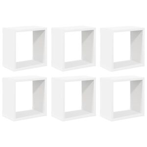 vidaXL Wall Cube Shelves 6 pcs White 26x15x26 cm