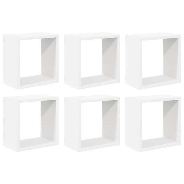 vidaXL Wall Cube Shelves 6 pcs White 26x15x26 cm