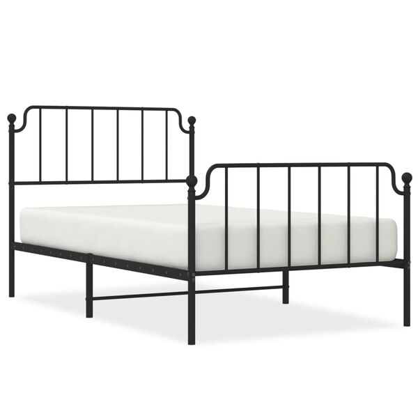 vidaXL Metal Bed Frame without Mattress with Footboard Black 107x203cm