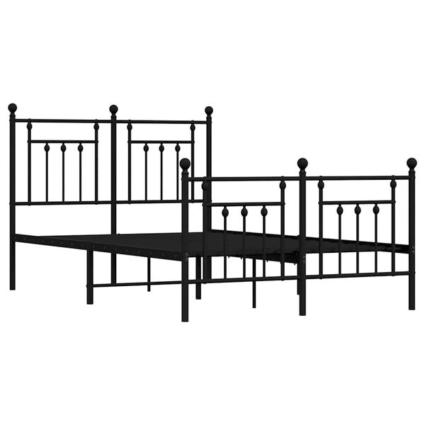 vidaXL Metal Bed Frame without Mattress with Footboard Black 135x190cm