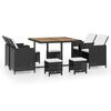 vidaXL 9 Piece Outdoor Dining Set Poly Rattan and Acacia Wood Black