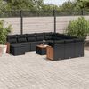 vidaXL 13 Piece Garden Sofa Set with Cushions Black Poly Rattan