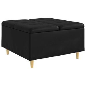 vidaXL Button Stool with Cushion Black 80 x 80 x 45 cm Faux leather