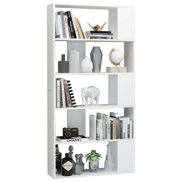 vidaXL Book Cabinet/Room Divider High Gloss White 80x24x159 cm Engineered Wood