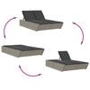 vidaXL Double Sun Lounger with Cushions Grey Poly Rattan