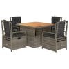 vidaXL 5 Piece Garden Dining Set with Cushions Grey Poly Rattan