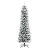vidaXL Artificial Slim Christmas Tree with Flocked Snow 210 cm PVC&PE