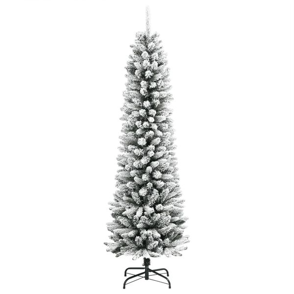 vidaXL Artificial Slim Christmas Tree with Flocked Snow 210 cm PVC&PE